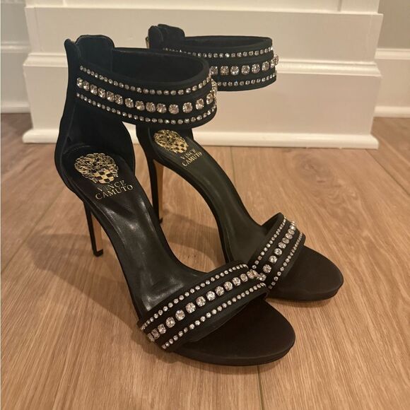 Vince Camuto Black Embellished Heels - Picture 1 of 9